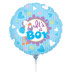 9″ IT’S A BOY STORK SELF-SEALING MINILOON W/VALVE (10 pack)