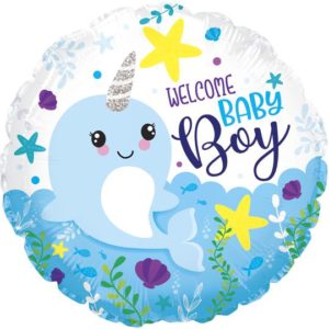 17" Baby Boy Narwhal Foil Balloon (5 pack)