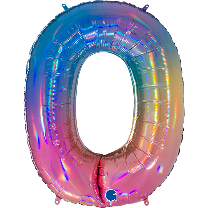 40” Number Zero Opal Rainbow Foil Balloon – U.S. Party Co.